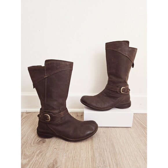 Merrell Captiva Buckle Espresso Brown Leather Mid Calf Zip Winter Shoes Boots 10 - Picture 11 of 11